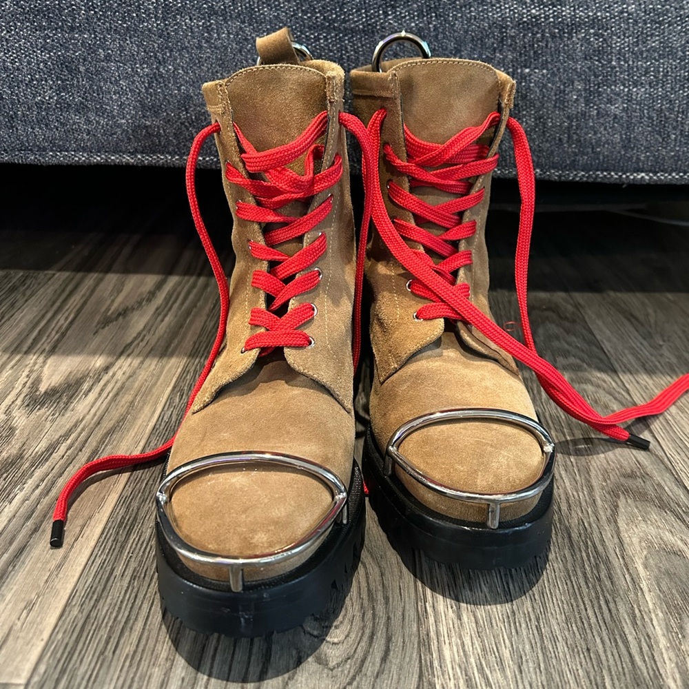 Alexander Wang Combat Boots Lyndon Metal Cap Suede Biker Moto US 10 EU 40